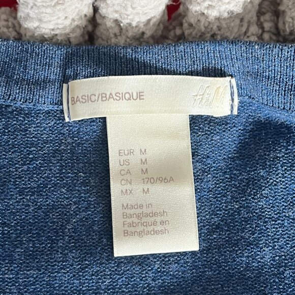 2 H&M Fine Knit Crewneck Cardigans Navy Blue & Medium Blue SIze M - Picture 8 of 16